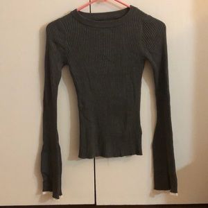 ribbed brown long sleeve top